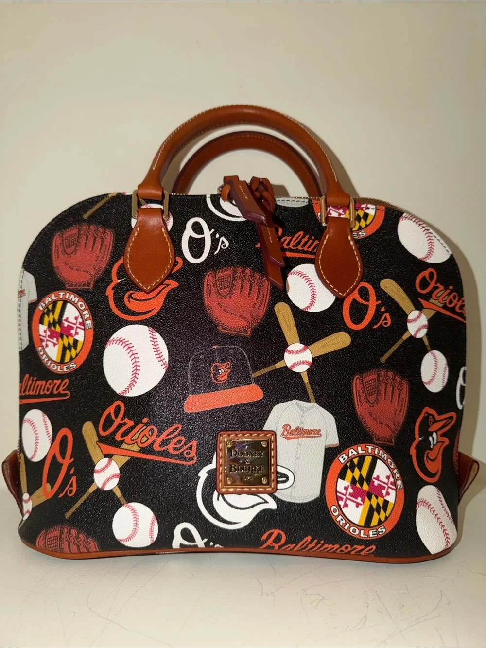 Dooney & Bourke Black & Orange Baltimore Orioles Dome Satchel - Picture 1 of 11